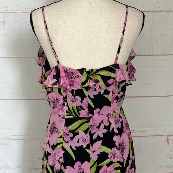 Bar III Women's Maxi Dress Size Small Pink Floral Sleeveless Ruffles Flowy - Picture 10 of 12